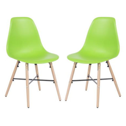 An Image of Arturo Green Bistro Chair In Pair With Oak Wooden Legs