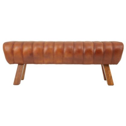An Image of Australis Wooden Gym Stool With Tan Leather