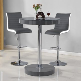 An Image of Havana Bar Table In Grey With 2 Ritz Grey And White Bar Stools
