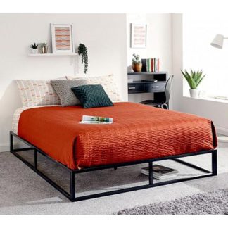 An Image of Platform Metal Double Bed In Black
