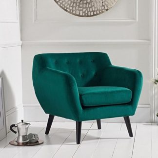 An Image of Alvey Modern Accent Chair In Green Velvet With Dark Legs