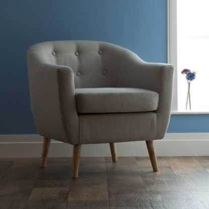 An Image of Felio 1 Seater Sofa In Natural Fabric With Wooden Legs