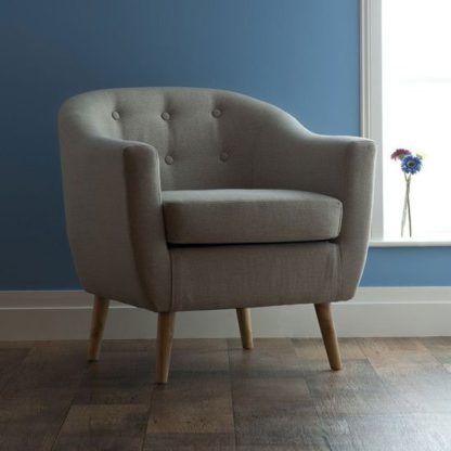 c8558c295fcf26a3ed88322618b5f886366ae3453b78fc36b4adcb56bdd8f943.jpg An Image of Felio 1 Seater Sofa In Natural Fabric With Wooden Legs