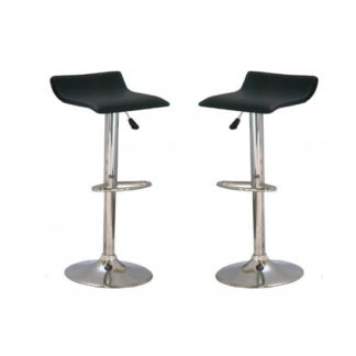 An Image of Stratos Bar Stool In Black PVC and Chrome Base In A Pair