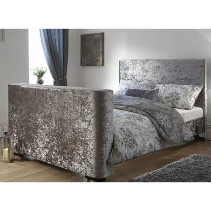 An Image of Newark Crushed Velvet King Size Electric TV Bed In Silver