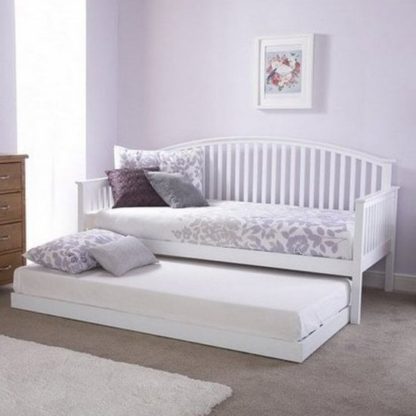 An Image of Madrid Wooden Single Day Bed With Guest Bed In White