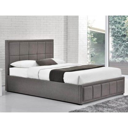 An Image of Hannover Ottoman Fabric Double Bed In Grey