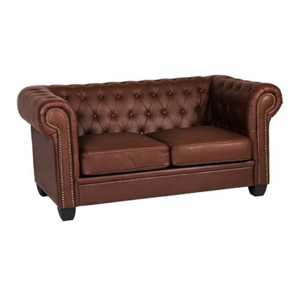 An Image of Winston Leather And PVC 2 Seater Sofa In Auburn Red