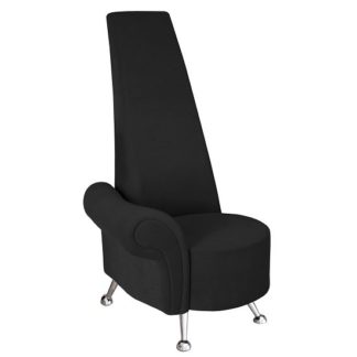 An Image of Avalon Right Mini Potenza Chair In Black Fabric And Chrome Legs