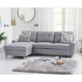 An Image of Correen Linen Left Hand Facing Chaise Sofa Bed In Grey