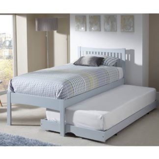An Image of Mya Hevea Wooden Single Bed and Guest Bed In Grey