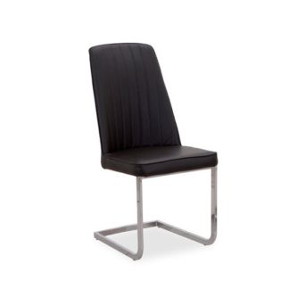 An Image of Bolza Dining Chair In Black With Chrome Legs