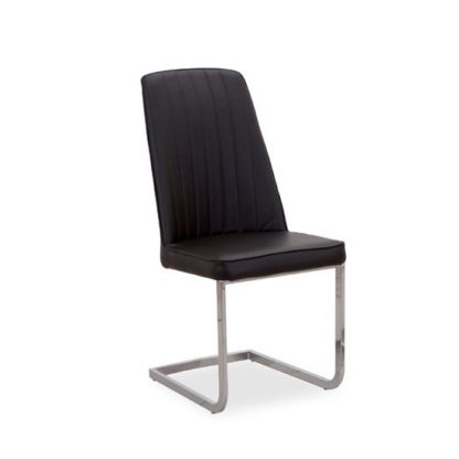 ca40410947827eec676e4da8ef3fee0f12c7112052ed57cf6c90c37f5e76a7c6.jpg An Image of Bolza Dining Chair In Black With Chrome Legs