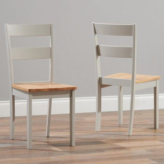 An Image of Antlia Oak And Grey Wooden Dining Chairs In Pair