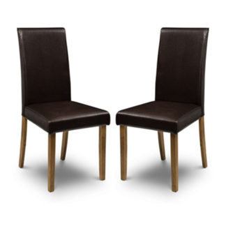 An Image of Hudson Brown Faux Leather Dining Chair In Pair