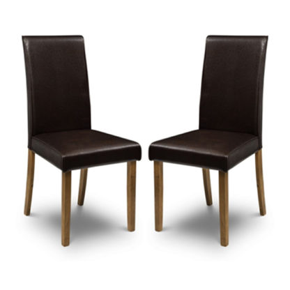 An Image of Hudson Brown Faux Leather Dining Chair In Pair