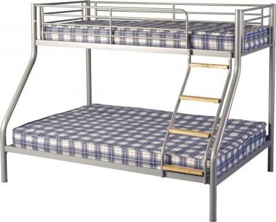 An Image of Toby Triple Sleeper Metal Bunk Bed in Silver