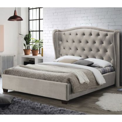 An Image of Lauren Fabric King Size Bed In Champagne