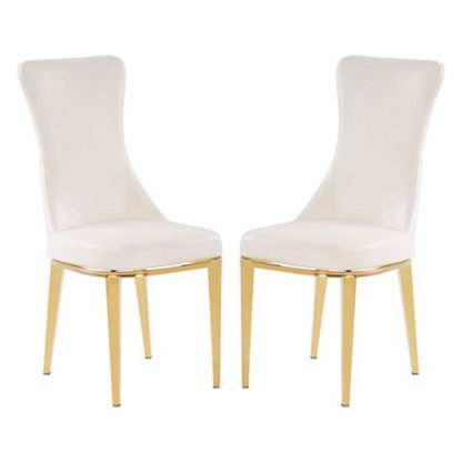 An Image of Denebola White PU Leather Dining Chair In Pair