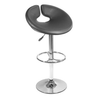 An Image of Generoso Black Leather Bar Stool With Chrome Base