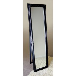 An Image of Rocco Cheval Floral Black Frame Freestanding Mirror