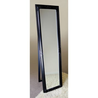 cb5162103fa23322ab222867be9921ab1a869b24bbe4964db7b1fd4c16e43622.jpg An Image of Rocco Cheval Floral Black Frame Freestanding Mirror