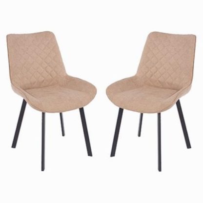cb778e9fd3696e9ef73d2074413509fbb86892cdd5d6ca3c3170b3c4ab06cf23.jpg An Image of Arturo Fabric Sand Dining Chair In Pair With Metal Black Legs