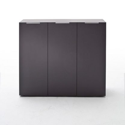 cb946d2f45285debd2785dfb301593fc435907f575e04e978789e6ef55c366e1.jpg An Image of Genie Wide Shoe Cabinet In Matt Anthracite With 3 Doors