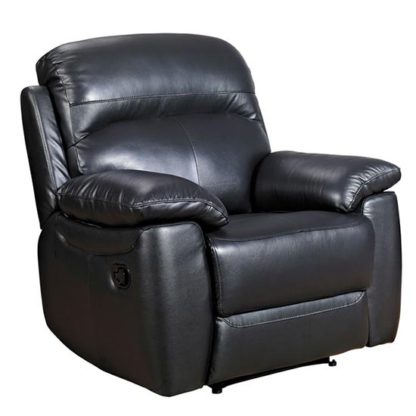 An Image of Aston Leather Recliner Sofa Chair In Black