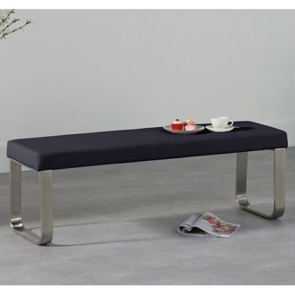 cbfb73cf7591e98e3e29eb3e59f32386fb27efd77cda265b5b5b4da5df23b6db.jpg An Image of Washington Medium Dining Bench In Black Faux Leather