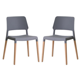 An Image of Riva Grey Finish Dining Chairs In Pair