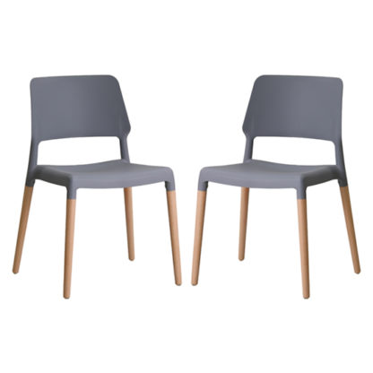 An Image of Riva Grey Finish Dining Chairs In Pair
