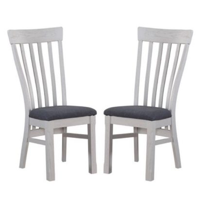An Image of Trevino Wooden Dining Chairs In Antique Grey In A Pair