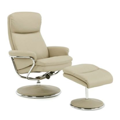 An Image of Berkeley Swivel Recliner Chair In Taupe Faux Leather