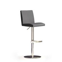 cc7694c959c8e5cb6ede0997b892d5846a8e7cc7d035eceb9e283fb06a7a22cb.jpg An Image of Lopes Grey Faux Leather Bar Stool With Stainless Steel Base Base
