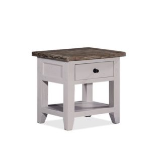 An Image of Galleon Wooden End Table In Cotton White