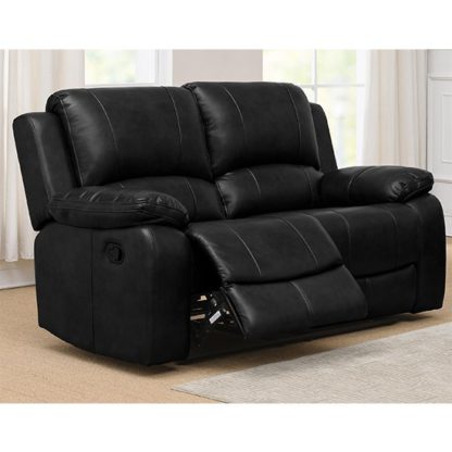 An Image of Andalusia Recliner LeatherGel And PU 2 Seater Sofa In Black