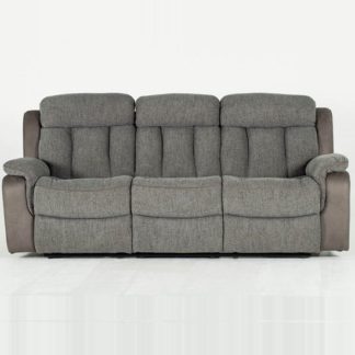 An Image of Karr Three Seater Recliner Fabric Sofa In Grey