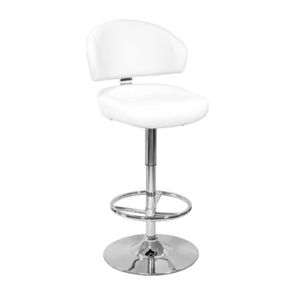 An Image of Casino White Leather Bar Stool With Chrome Base