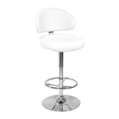 cd19a23bc873df141e6a31b23c362f07803a42a83dde3f6c94a4ece96cdcb5b1.jpg An Image of Casino White Leather Bar Stool With Chrome Base