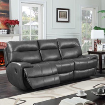 cd588626e5291782d3eaeebea1526cc41caa51c03301955ecc6b54d080f9353f.jpg An Image of Orionis LeatherGel And PU Recliner 3 Seater Sofa In Grey