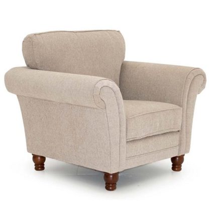 An Image of Colette Fabric Sofa Chair In Pewter With Wooden Legs
