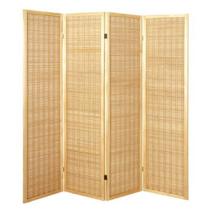 An Image of Bamboo 4 Panel Folding Room Divider In Natural