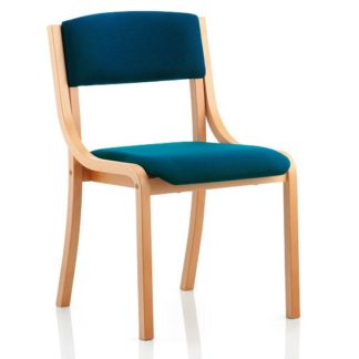 An Image of Charles Office Chair In Kingfisher And Wooden Frame