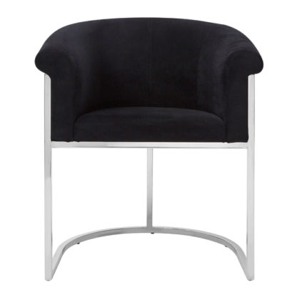 An Image of Sceptrum Velvet Dining Chair In Black