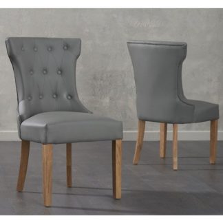 An Image of Absolutno Grey Faux Leather Dining Chairs In Pair