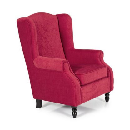 ce4880a2a3df19fc4b2914c18aefd51ba5d84400130d8fd188318cf720066ed8.jpg An Image of Jaxon Stylish Sofa Chair In Red Fabric With Wooden Legs