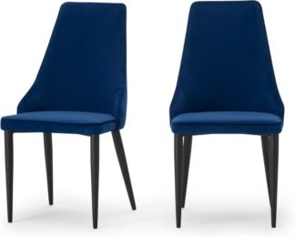 An Image of Julietta Set of 2 Dining Chairs, Electric Blue Velvet
