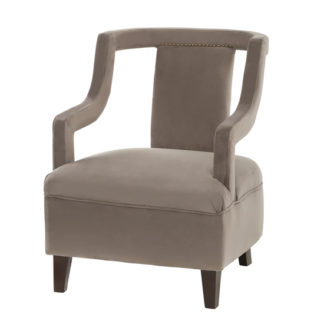 An Image of Kelsey Armchair In Grey With Dark Wooden Feet