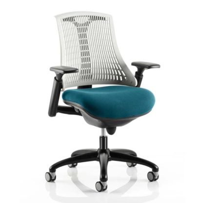 An Image of Flex Task White Back Office Chair With Maringa Teal Seat